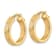 14k Yellow Gold 13/16" Textured and Polished Hoop Earrings