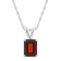 8x6mm Emerald Cut Garnet 14k White Gold Pendant With Chain
