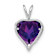 Rhodium Over 14k White Gold Amethyst and Diamond MOM Heart Pendant