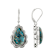 Large Turquoise Sterling Silver Dangle Earrings 16x10mm