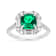 Green Lab Created Emerald and Moissanite Rhodium Over Sterling Silver
Halo Design Ring