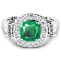 2.8ctw Green Emerald and Diamond 14K White Gold Halo Ring