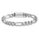 Rhodium Over Sterling Silver Polished 8.5mm Figaro 8 Inch Chain Bracelet