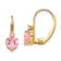 14K Yellow Gold Pink Cubic Zirconia Heart Dangle Earrings