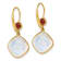 14K Yellow Gold Garnet and Moonstone Leverback Dangle Earrings