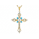 Diamond Simulant, Sleeping Beauty Turquoise And White Zircon Cross
Pendant Necklace In 18K Gold Over Sterling Silver 2.34ctw