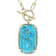 Turquoise Rectangular Cushion Pendant On Paperclip Chain In 18K Gold
Over Sterling Silver