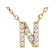 CZ Initial N Station Necklace In 18K Gold Over Sterling Silver 0.11ctw