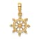 14k Yellow Gold Textured Ship Wheel Pendant