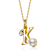 Initial K CZ And Pearl Pendant Necklace In 14K Gold Over Brass