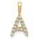 14K Yellow Gold Lab Grown Diamond Letter A Initial Pendant