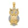 14K Two-tone Gold Polished and Textured Owl Pendant