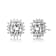 Square CZ Halo Stud Earrings In White Rhodium Over Brass