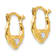 14K Yellow Gold with Rhodium Heart Hollow Hoop Earrings