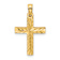 14k Yellow Gold Diamond-Cut Block Cross Charm