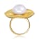 Pear Shape Freshwater Pearl Floral Ring In 14K Gold Over Sterling Silver