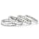CZ Set Of 4 Stackable Band Rings In Rhodium Over Brass 10.82ctw