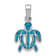 Rhodium Over Sterling Silver Lab Created Blue Opal Inlay Tortoise Pendant
