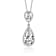 Pear Shape CZ Halo Drop Necklace In Sterling Silver