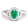 Oval Green Emerald and Diamond 14K White Gold Halo Ring 0.83 ctw