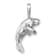 Rhodium Over Sterling Silver Polished Manatee Pendant