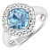 Cushion Cut Blue Aquamarine and White Diamond 14K White Gold Halo Ring
1.72 ctw