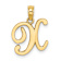 14k Yellow Gold Script Letter X Initial Pendant