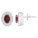 6x4mm Oval Garnet 1/5 ctw Diamond Rhodium Over Sterling Silver Halo Stud Earrings