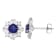 Square Lab Created Sapphire 10K White Gold Stud Earrings 1.36ctw