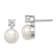 Rhodium Over Sterling Silver 7-8mm White Freshwater Cultured Pearl Cubic
Zirconia Post Earrings