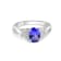 8x6mm Oval Tanzanite and White CZ Rhodium Over Sterling Silver Ring, 1.19ctw