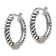 Sterling Silver Antiqued with 14K Accent Diamond Hoop Earrings