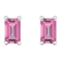5x3mm Emerald Cut Pink Topaz 14k White Gold Stud Earrings
