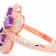 6x4mm Oval Amethyst and White CZ 18K Rose Gold Over Sterling Silver
Ring, 1.50ctw