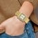 Charles Hubert Ladies Stainless Steel IP Plated Crystal Bezel 27x32mm Watch