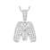 CZ Initial M Bubble Letter Pendant Necklace In Sterling Silver 1.92ctw