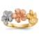 14K Satin Diamond-cut 3-Plumerias Ring