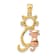 14K Yellow and Rose Gold Polished Diamond-cut Sitting Cats Pendant