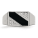 White Cubic Zirconia And Black Enamel Stainless Steel Signet Men's Ring
