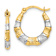 14k Two-tone Textured 9/16" Bamboo Hoop Earrings