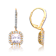 Square CZ Halo Drop Earrings In 14K Gold Over Sterling Silver