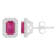 6x4mm Emerald Cut Ruby 1/5 ctw Diamond Rhodium Over Sterling Silver Halo
Stud Earrings