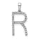 Rhodium Over 14K White Gold Diamond Letter R Initial Pendant