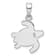 Rhodium Over Sterling Silver Green Inlay Lab Created Opal Turtle Pendant