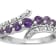 Round Amethyst and Round White Diamond Sterling Silver Ring 0.56ctw