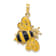 14k Yellow Gold Enameled 3D Multi-color Enamel Bumblebee Pendant