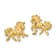 14k Yellow Gold Satin and Diamond-Cut Unicorn Stud Earrings