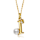Initial I Pearl And CZ Pear Shape Pendant Necklace In 14K Gold Over Brass