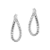 14K White Gold Twisted Wavy 3/4" Oval Hoop Earrings