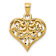 14k Yellow Gold 3D Polished and Diamond-cut Filigree Puffed Heart Pendant